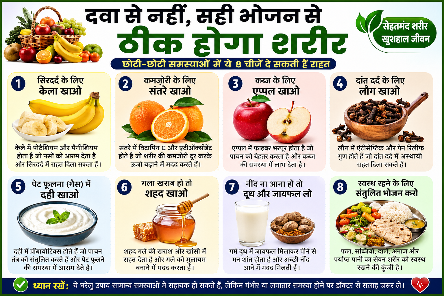 Health Tips दवा से पहले भोजन? शरीर की छोटी-छोटी बीमारियों में ये 8 चीजें दे सकती हैं बड़ी राहत, जानिए किस बीमारी में क्या खाएं
